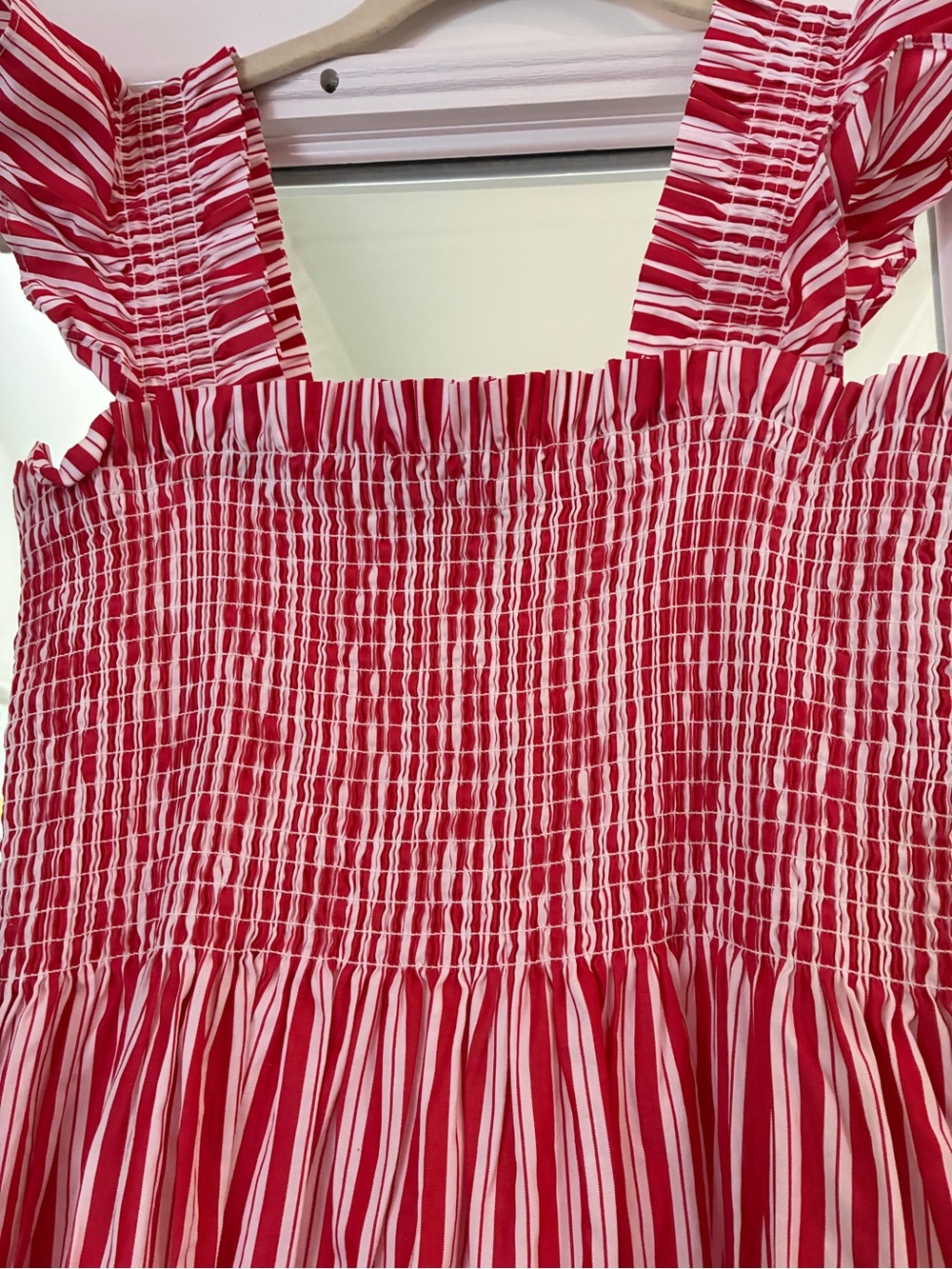 NWOT Hill House the nap dress in red and white Candy striped tiered maxi - Picture 8 of 8